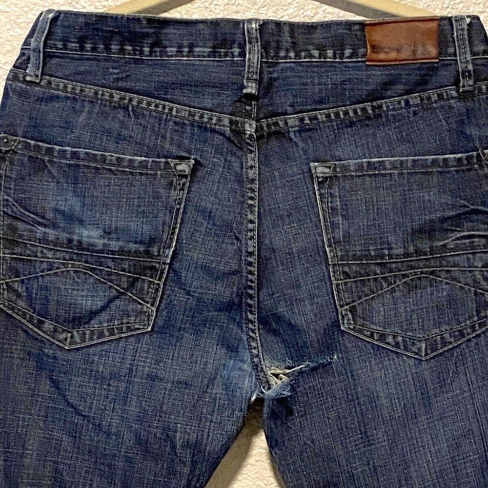 EXPRESS Distressed Jeans ZACH Extra Slim Low Rise Straight Leg Size 34x3